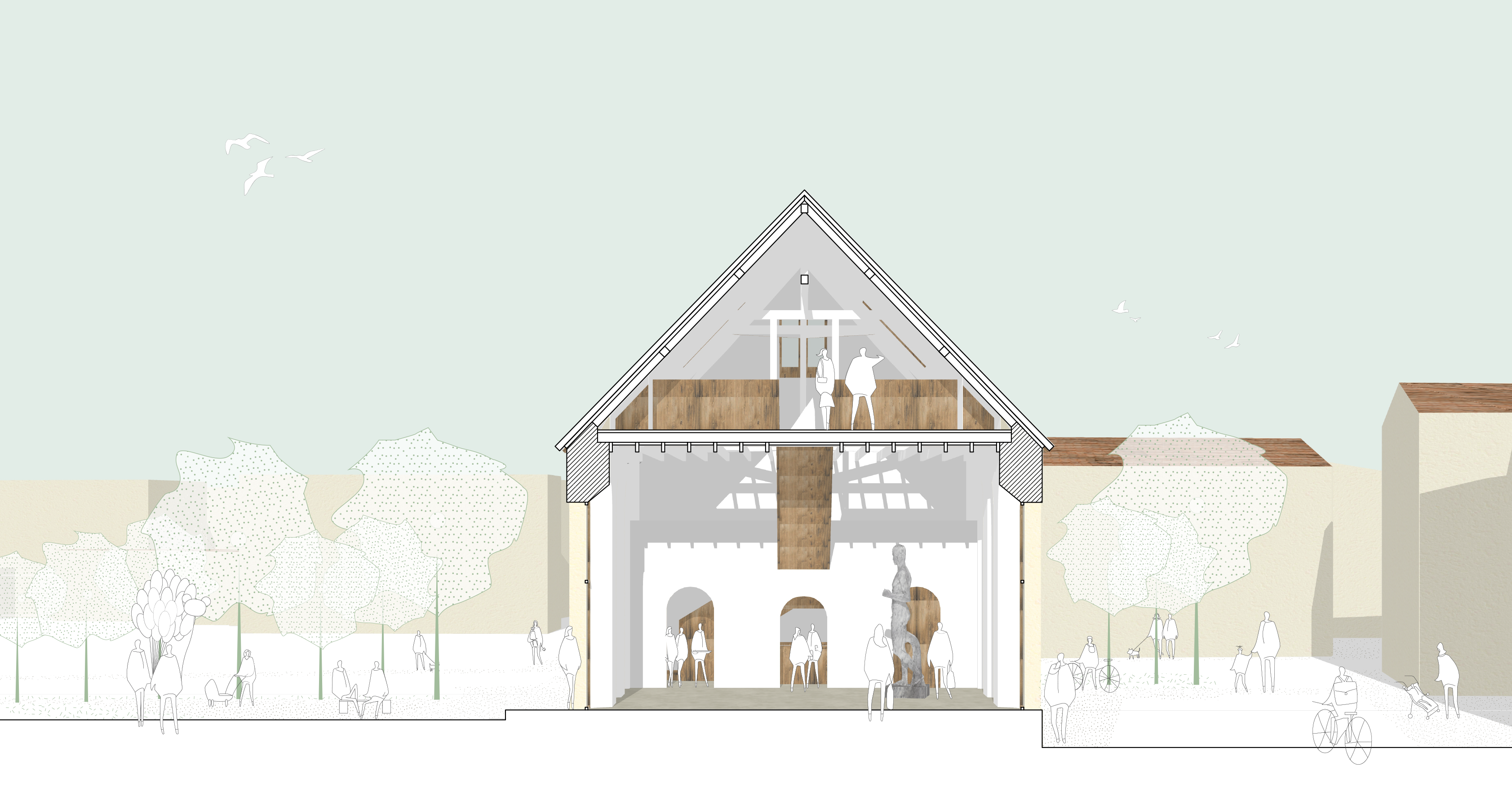 camille-bresteau-architecture-urbanisme-concours-image-projet-flux-etude-urbaine-eglise-patrimoine-reconversion-renovation-espace-public-place-plan-coupe-perspective-axonometrie-vernet